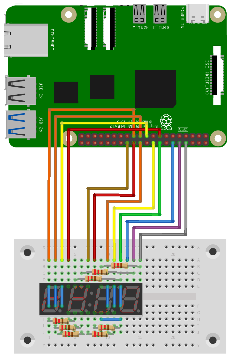 4x7-Segment-Display am Raspberry Pi