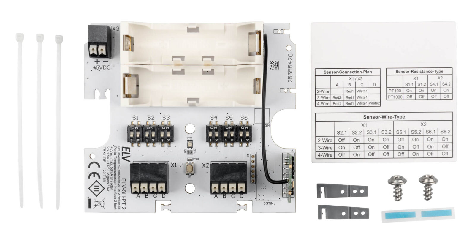 Bild 8: Lieferumfang des ELV Smart Home Platin-Temperatursensor Interface 2-fach - ELV-SH-PTI2
