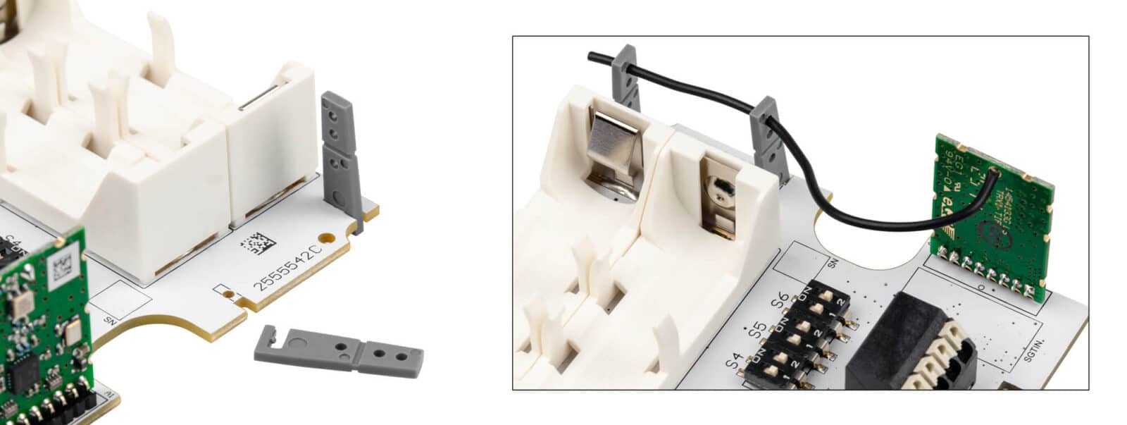 Bild 10: Antennenhalter einsetzen und Antenne verlegen