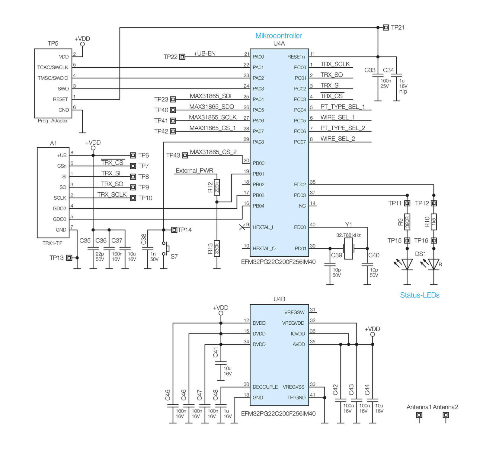 Bild 24: Schaltbild Mikrocontroller und Transceiver-Modul