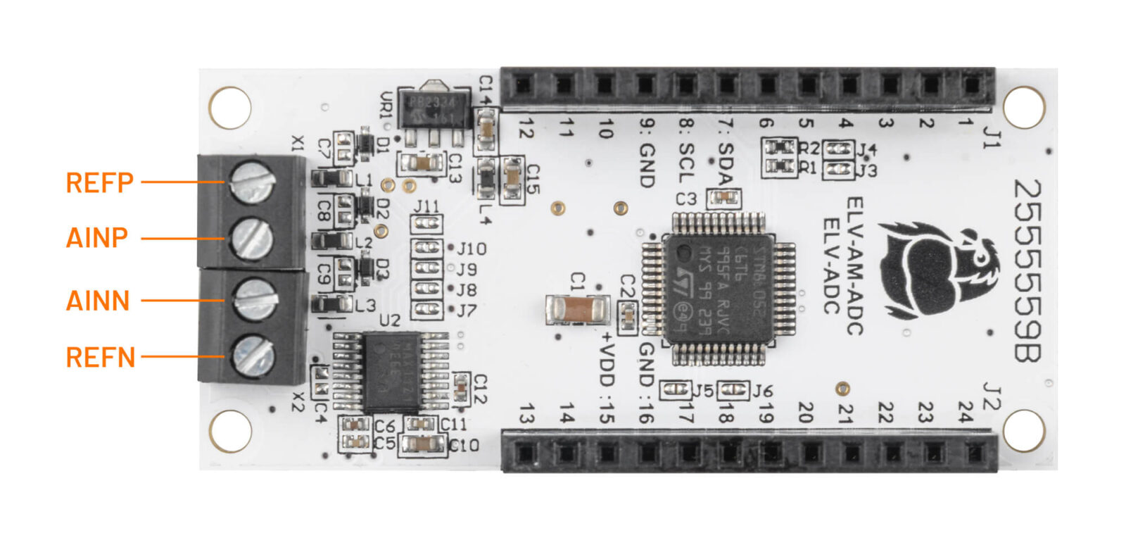 Bild 4: Anschlussbelegung ELV-AM-ADC