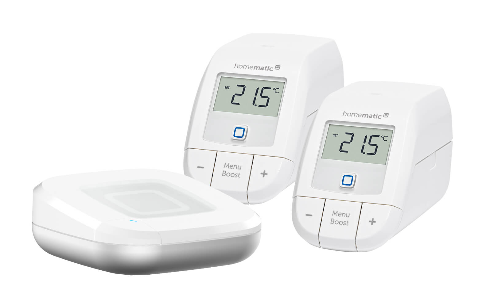 Der einfache Einstieg ins smarte Heizen: Das Starter Set für ca. 80 Euro besteht aus Access Point, zwei Thermostaten und App. Damit erstellen Sie Ihre Heizpläne bequem vom Sofa aus und steuern die Heizung von unterwegs.