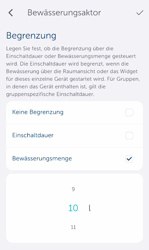 Bild 1: Der neue Menüpunkt "Bewässerungsmenge"