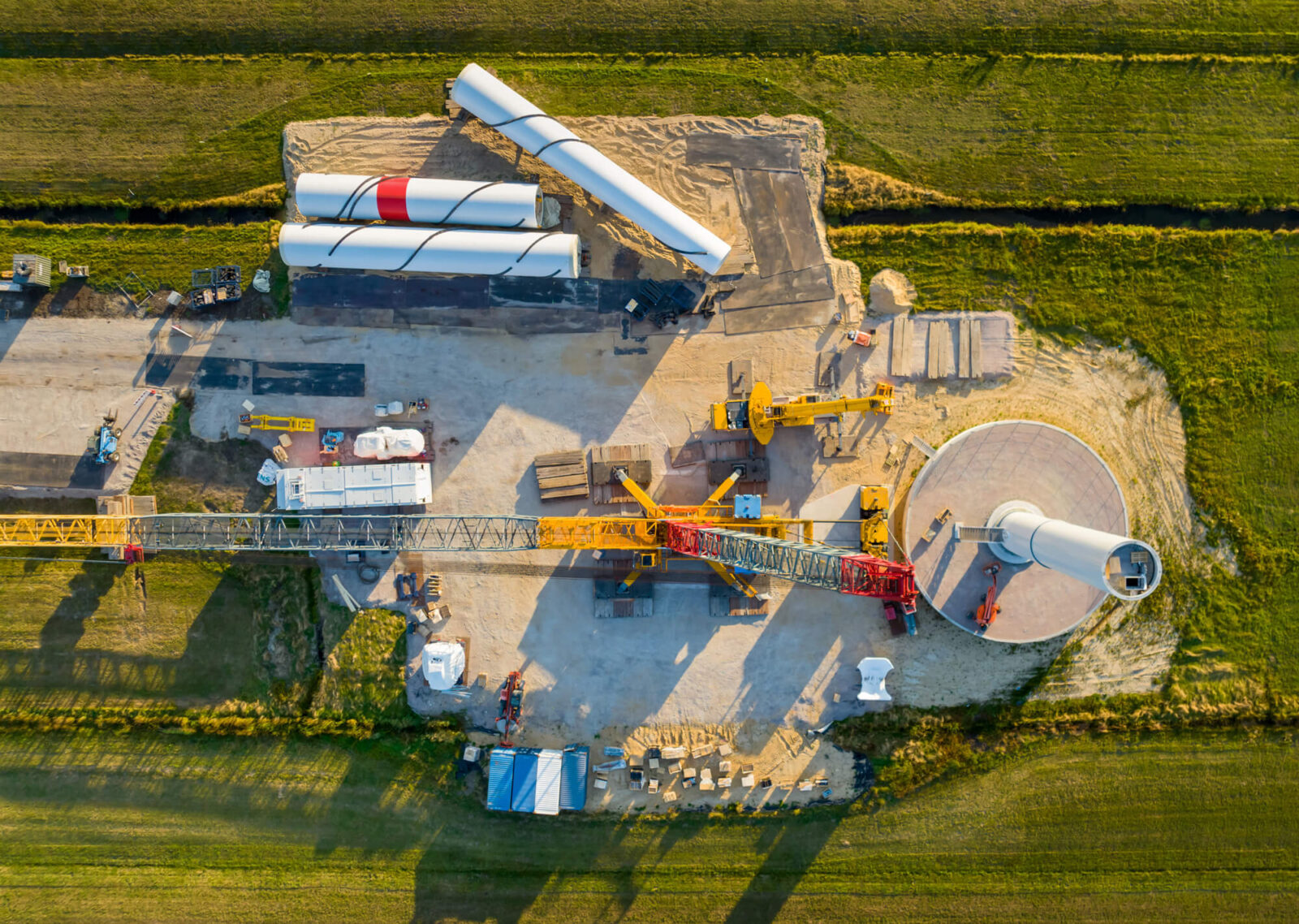 Bild 12: Baustelle einer Windenergieanlage aus Drohnensicht