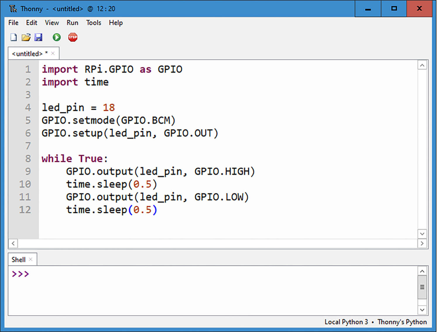 Python-Programm in der Thonny IDE