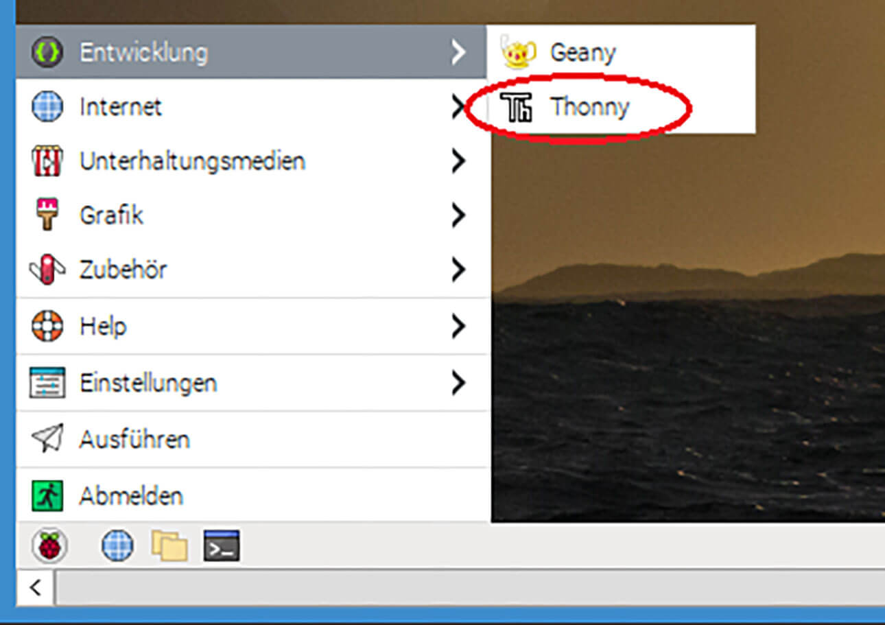 Starten der Python IDE Thonny