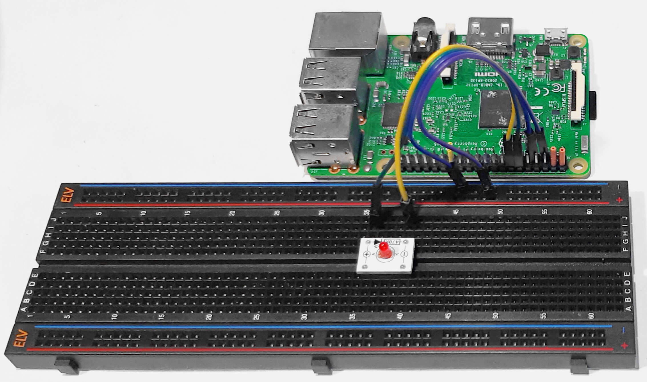 Aufbau mit Raspberry Pi und Breadboard-Schaltung