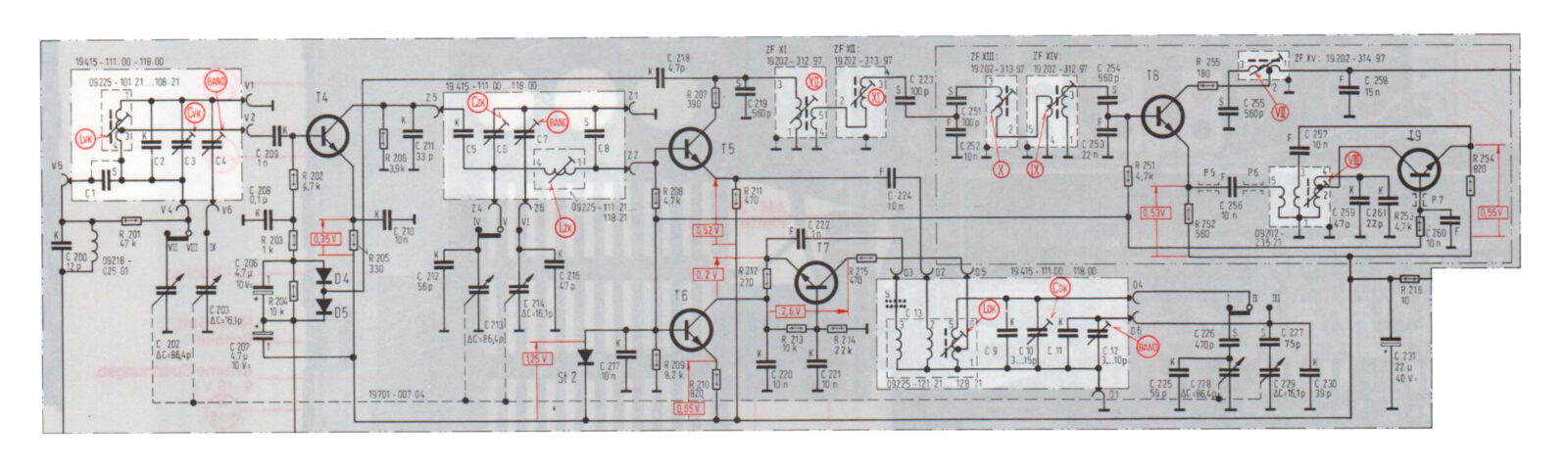Bild 4: Frequenzspezifische Tuning- und Filterblöcke (Light Shades) werden über den Barrel-Selektor in die Basisschaltung eingeschleift, um verschiedene Bereiche auf SW zu wählen.