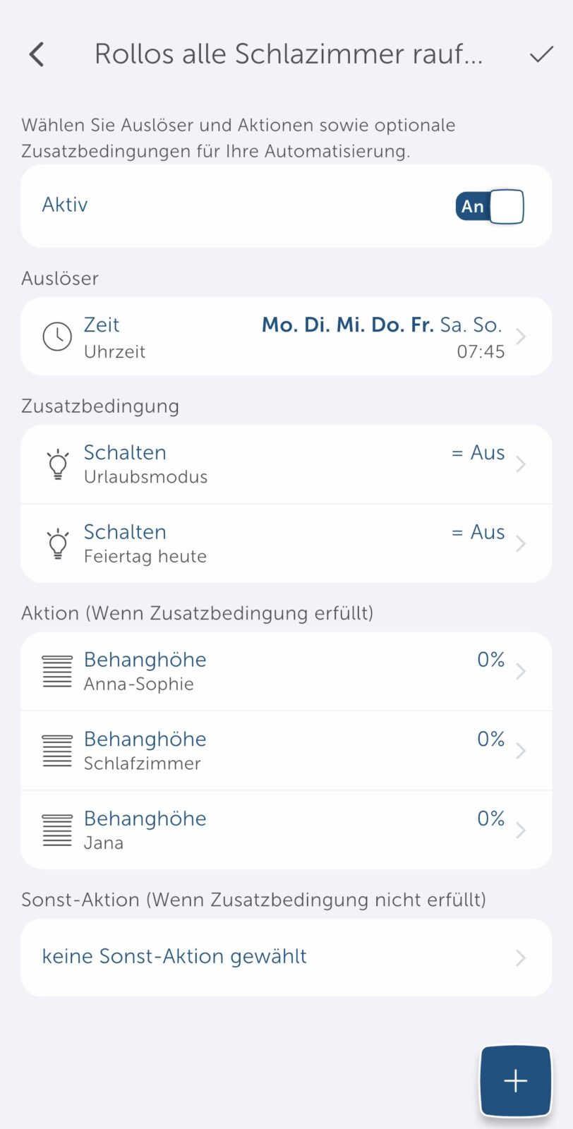 Bild 4: Einbindung der Variablen "Feiertag" in einer Automatisierung