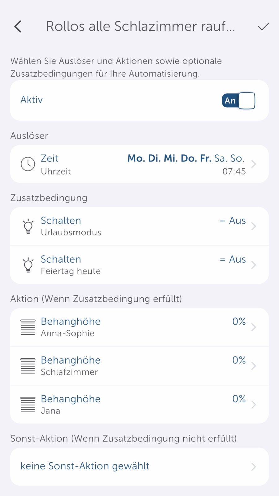 Bild 4: Einbindung der Variablen "Feiertag" in einer Automatisierung