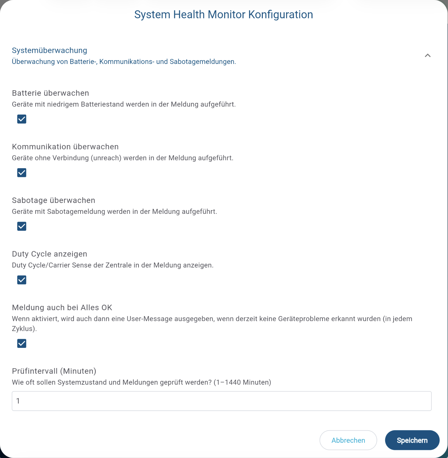 Bild 3: Bild: Konfiguration des Plugins auf der Home Control Unit
