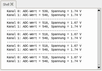Bild 3: ADC-Werte in der Shell