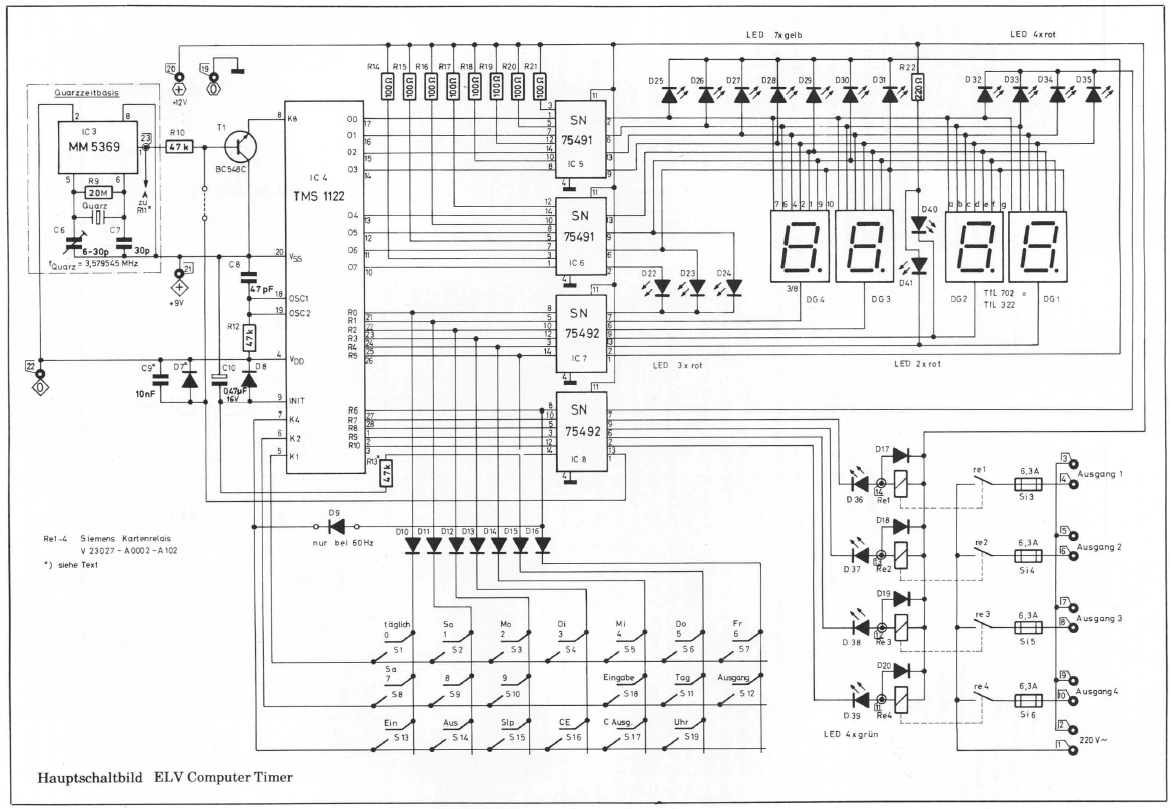 Bild 1: Hauptschaltbild ELV Computer Timer