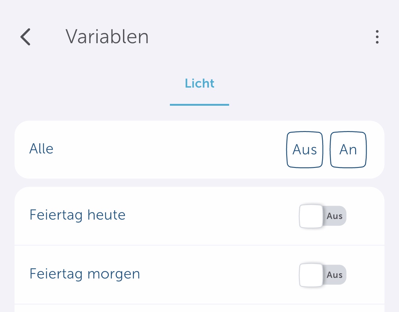 Bild 2: Die in der App vorhandenen Variablen
