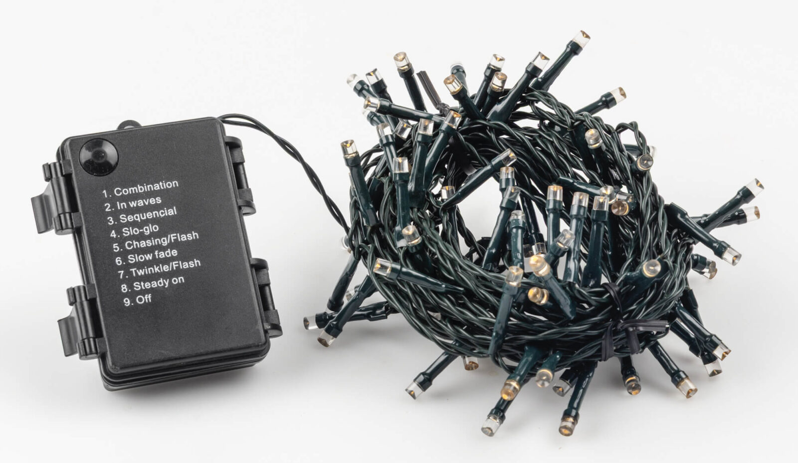 Bild 1: Lichterkette mit dickem Kabel und Effekt-Elektronik