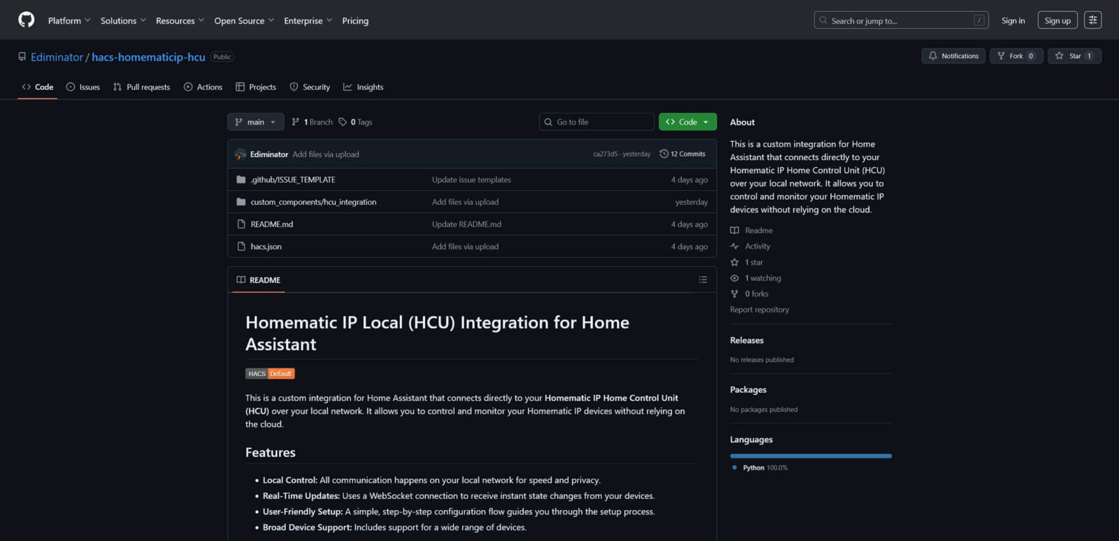 Bild 1: Die HCU Integration bei GitHub