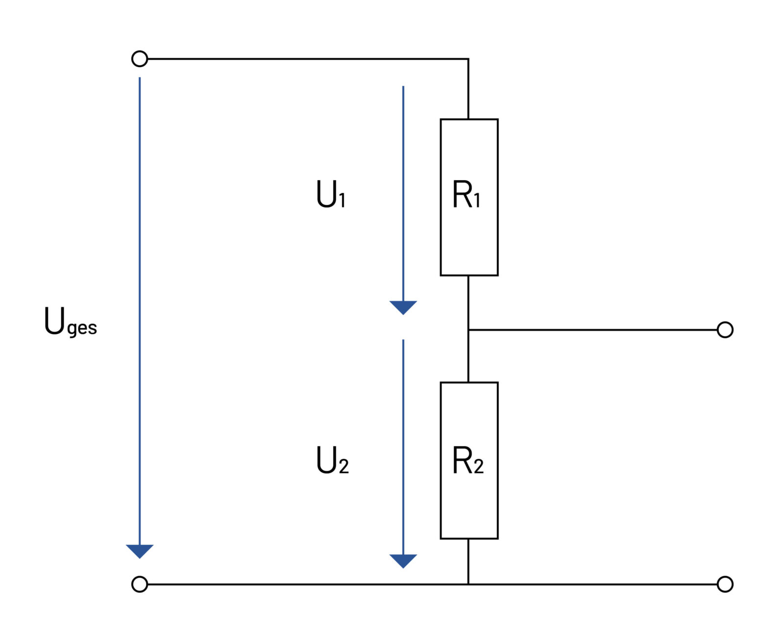 Bild 1: Einfacher Aufbau eines Spannungsteilers