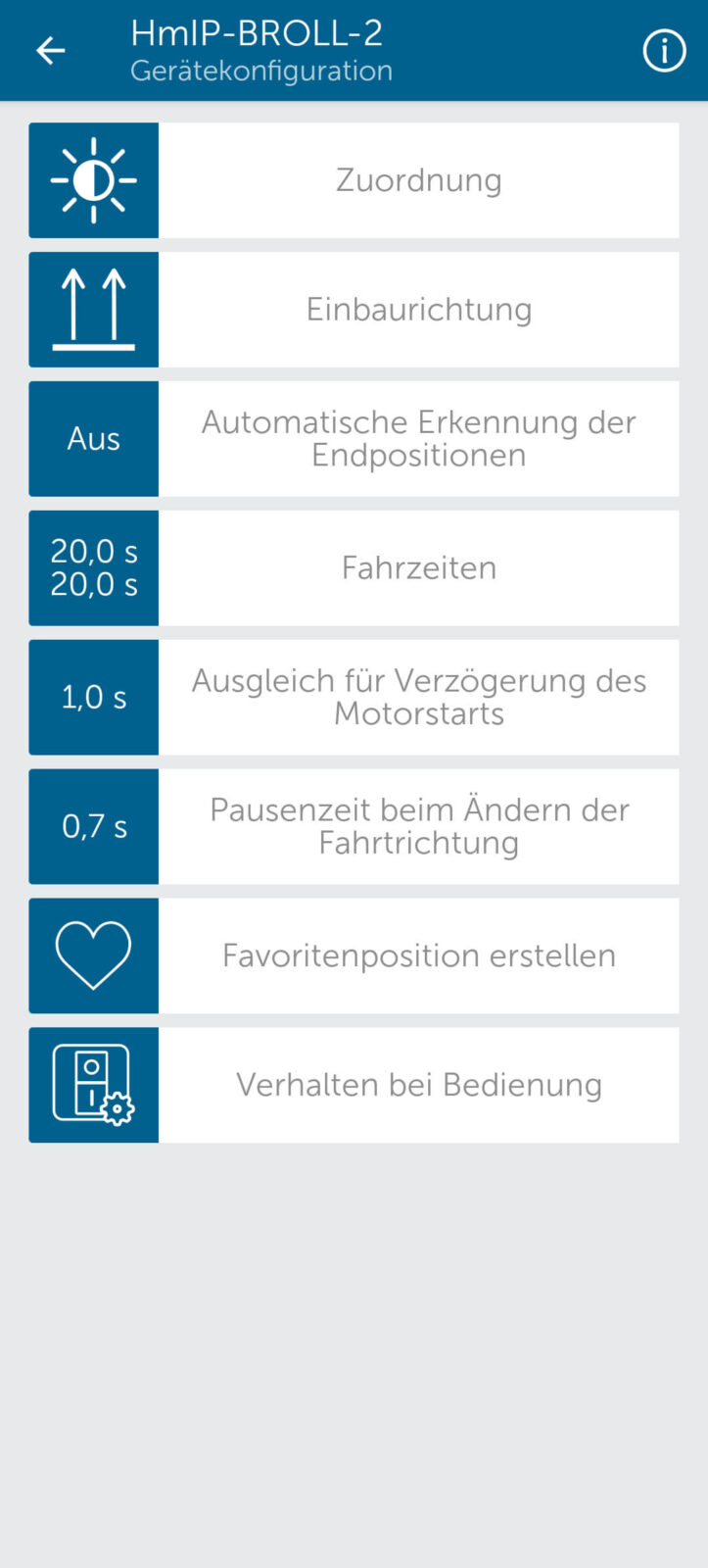 Bild 1: Einstellungen der Beschattungsaktoren (links Rollladenaktor, rechts Jalousieaktor)