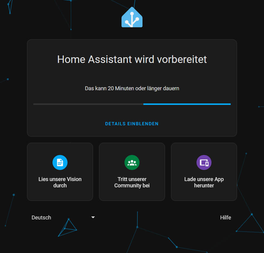 Bild 2: Home Assistant wird vorbereitet.