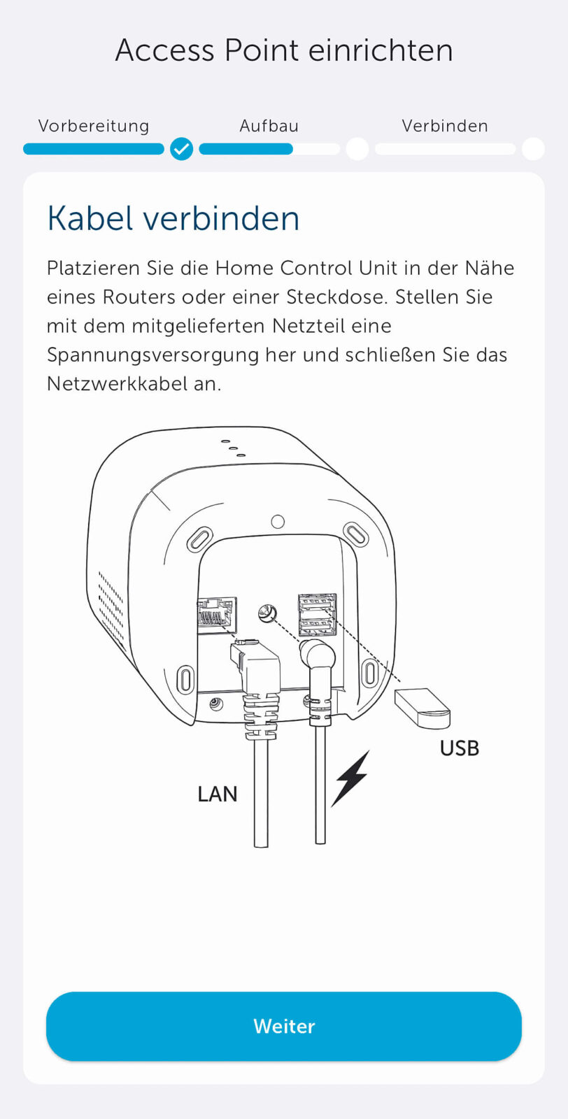 Bild 3: Ersteinrichtung der HCU1 mit der Homematic IP App