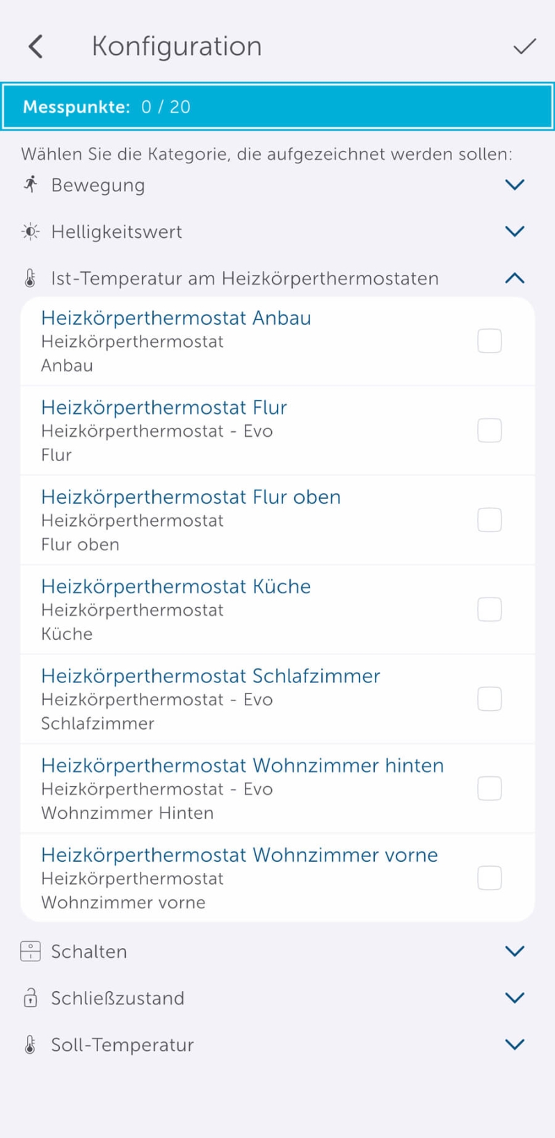 Homematic IP App Screen - Konfiguration