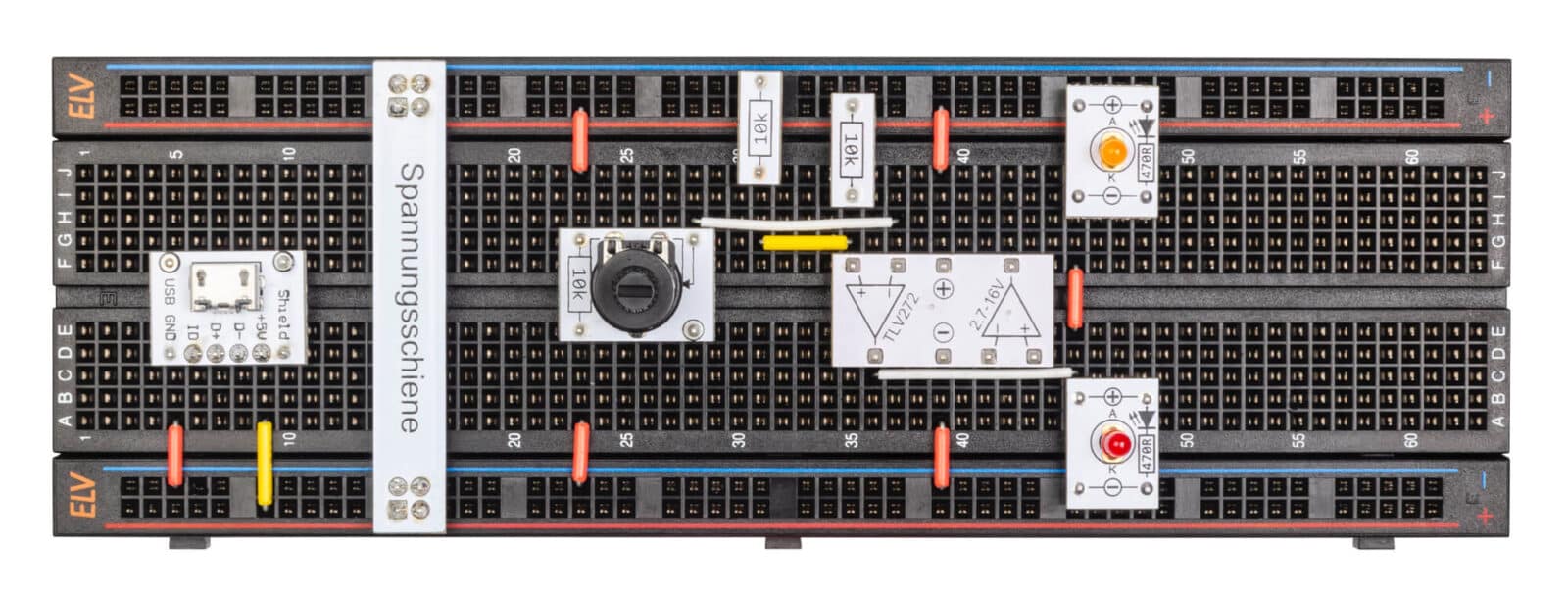 Bild 4: Aufbau des Komparators (invertierend) auf einem Steckboard
