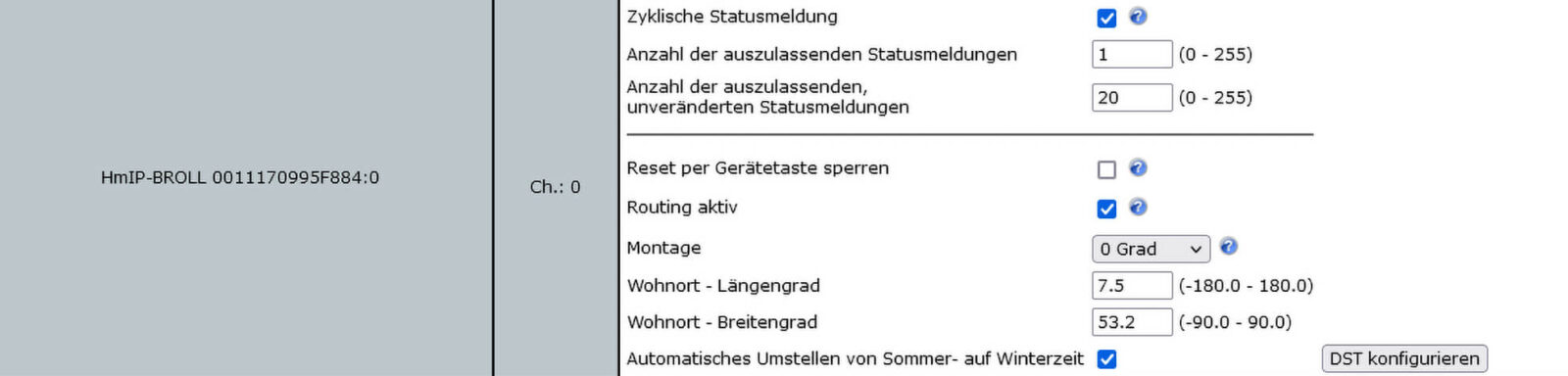 Bild 4: Kanal 0 des Beschattungsaktors