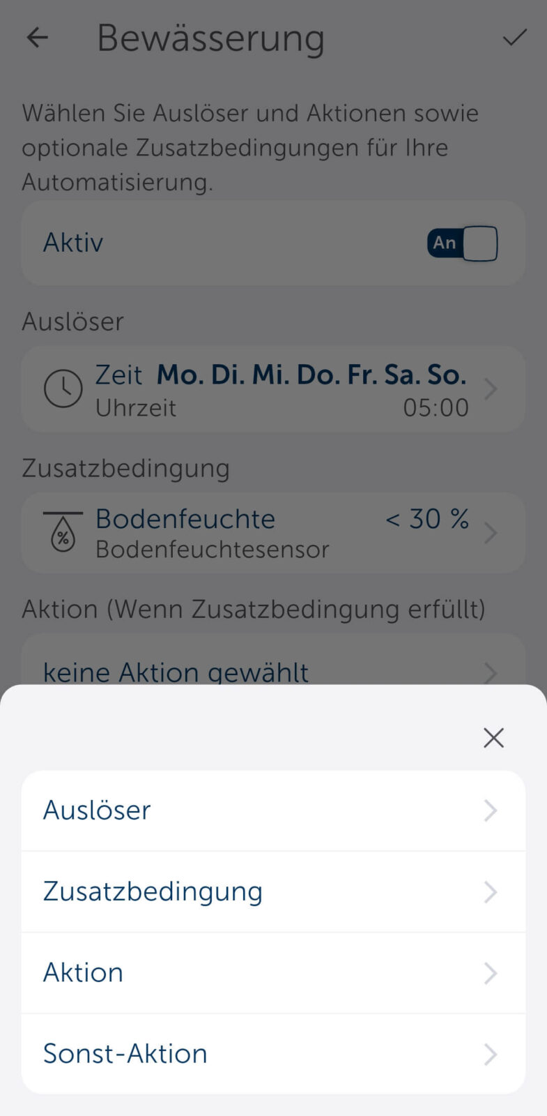 Bild 5: Erstellen einer Automatisierung für die Bewässerung