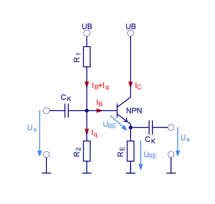 Bild 5: Grundschaltung einer Kollektorschaltung
