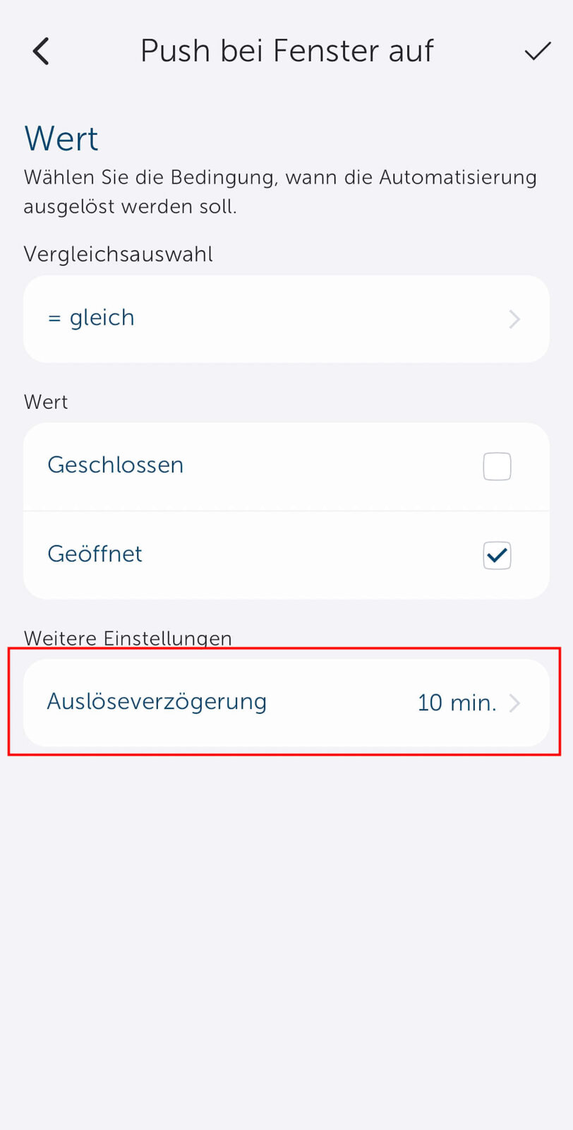 Bild 5: Neuer Parameter „Auslöseverzögerung“