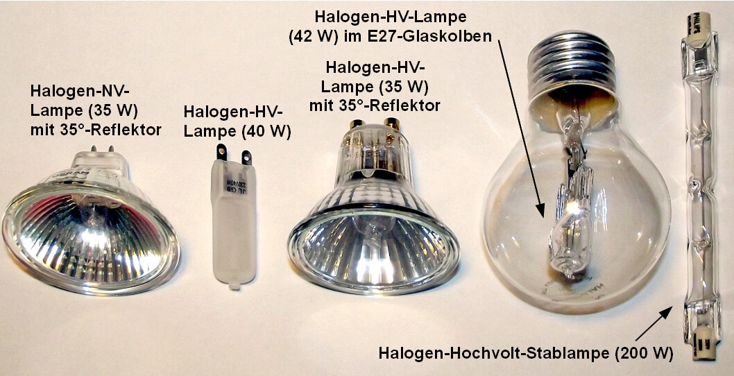 Bild 5: Diverse Halogen-Glühlampenausführungen