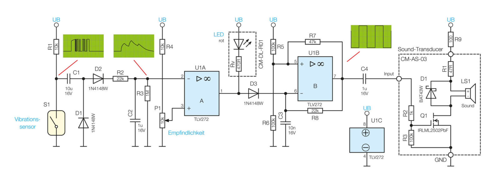 Bild 5: Schaltbild der Beispielsschaltung Alarmanlage