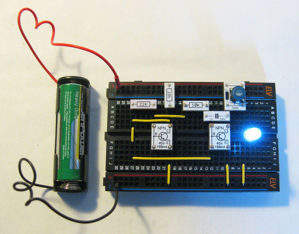 Bild 5: Aufbau des Spannungswandlers auf einem Breadboard