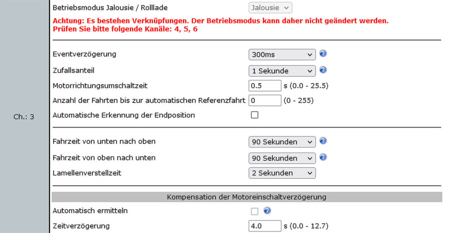 Bild 5: Kanal 3 des Beschattungsaktors