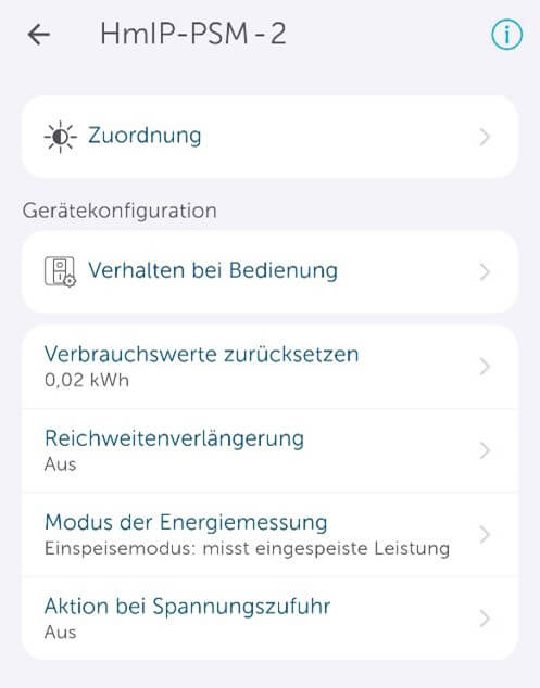 Bild 5: Einstellungen der Schalt-Mess-Steckdose