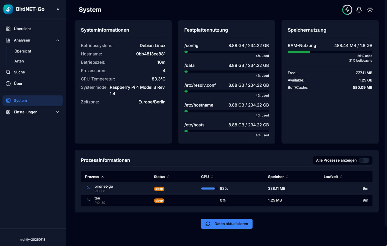 Bild 7: Alle Systemdaten auf einen Blick