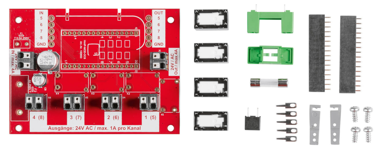 Bild 7: Übersicht aller im Bausatz enthaltenen Bauteile