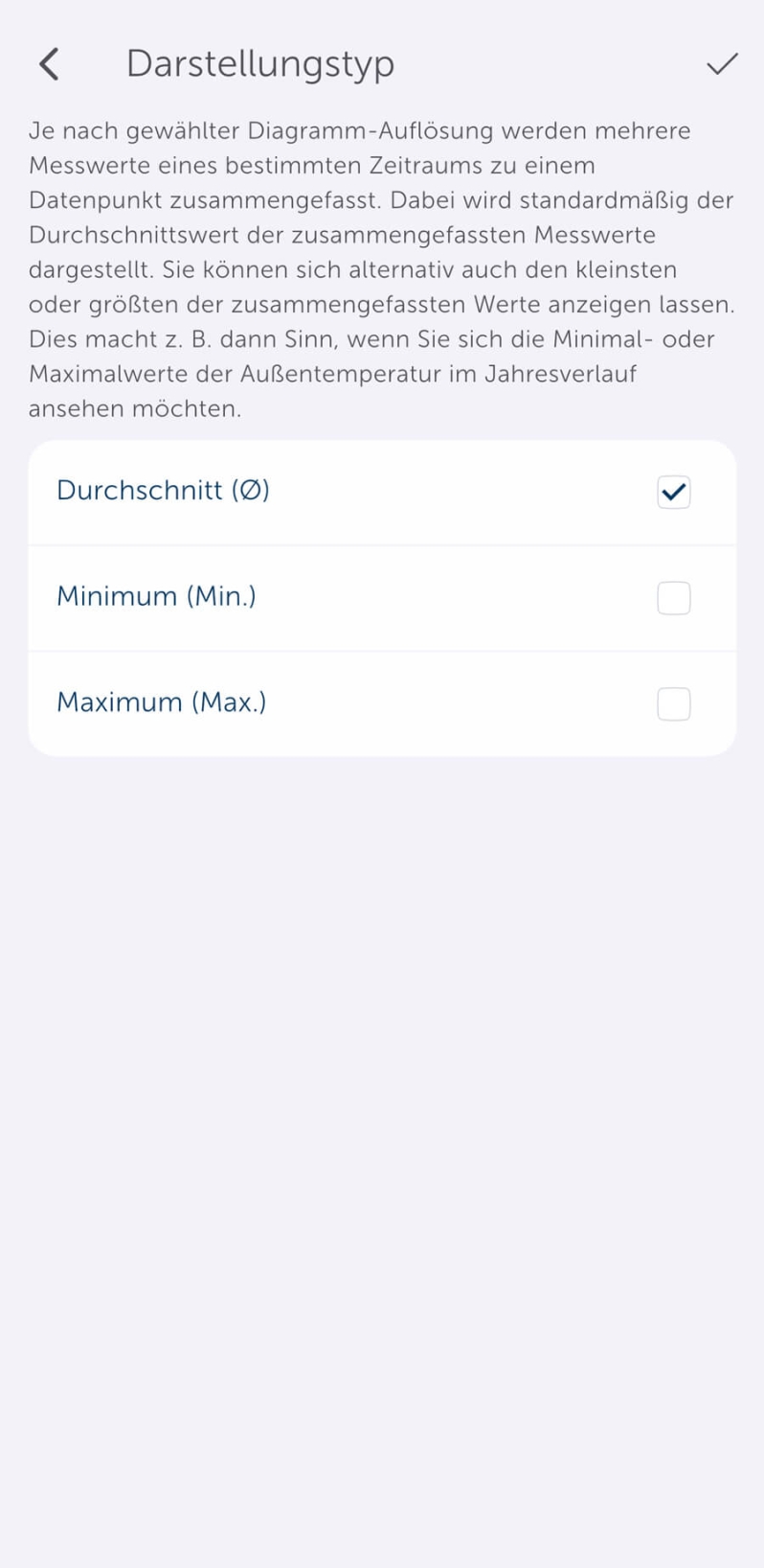 Homematic IP App Screen - Diagramm erstellen - Darstellungstyp
