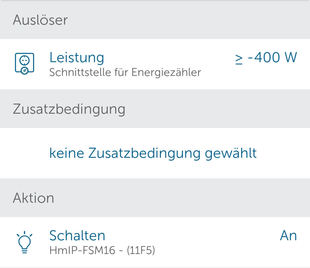 Bild 8: Nutzung der eingespeisten Energie über eine Automatisierung