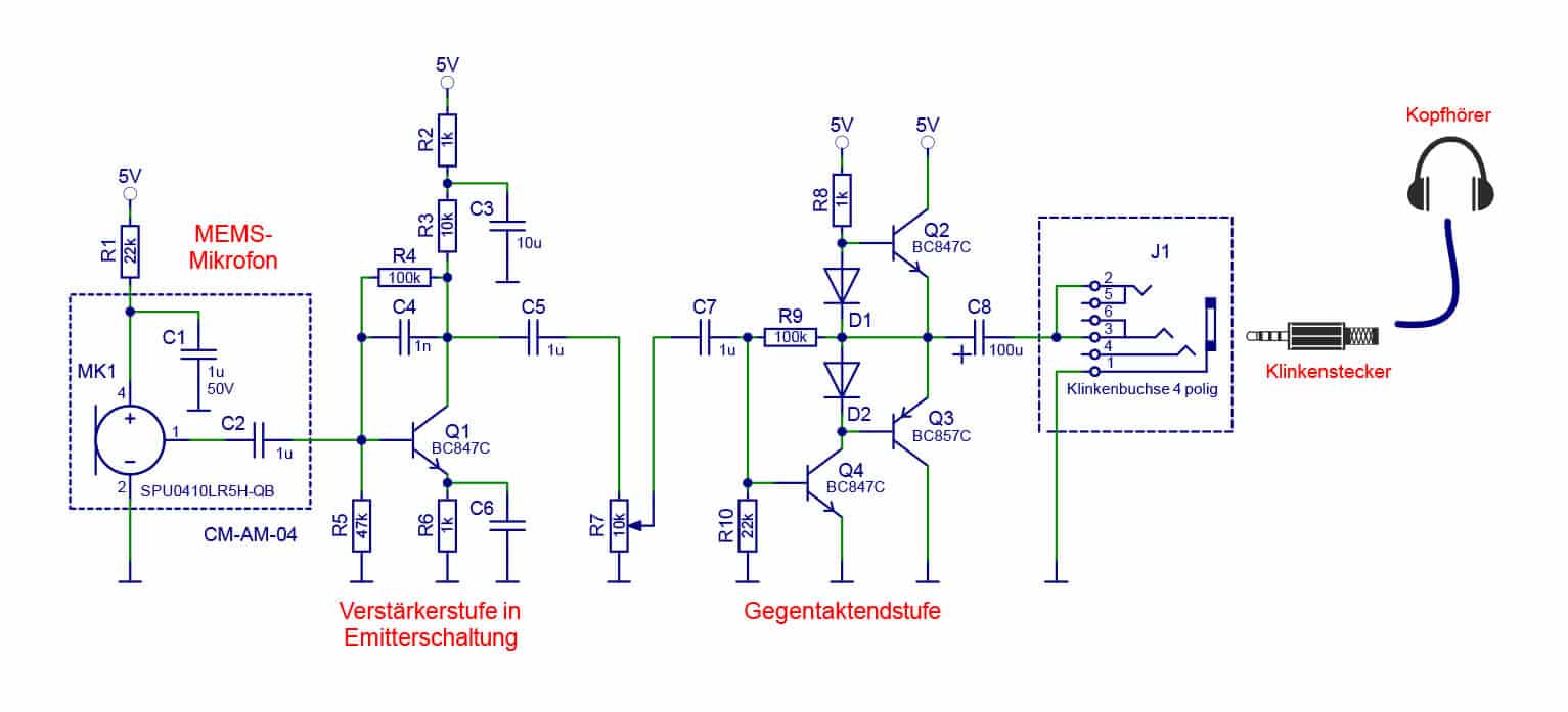 Bild 9: Schaltbild des Mikrofonverstärkers