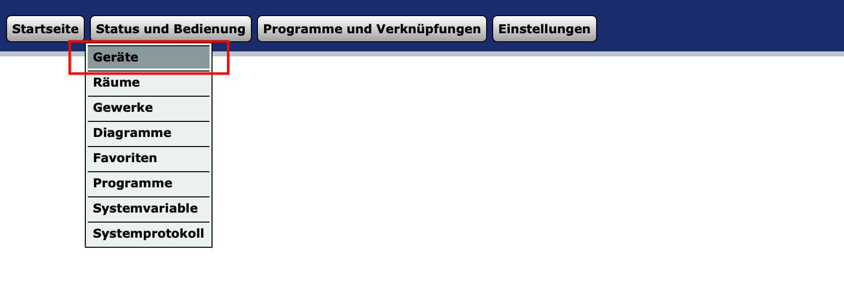 Bild 10: Zur Anzeige auf „Status und Bedienung“ klicken