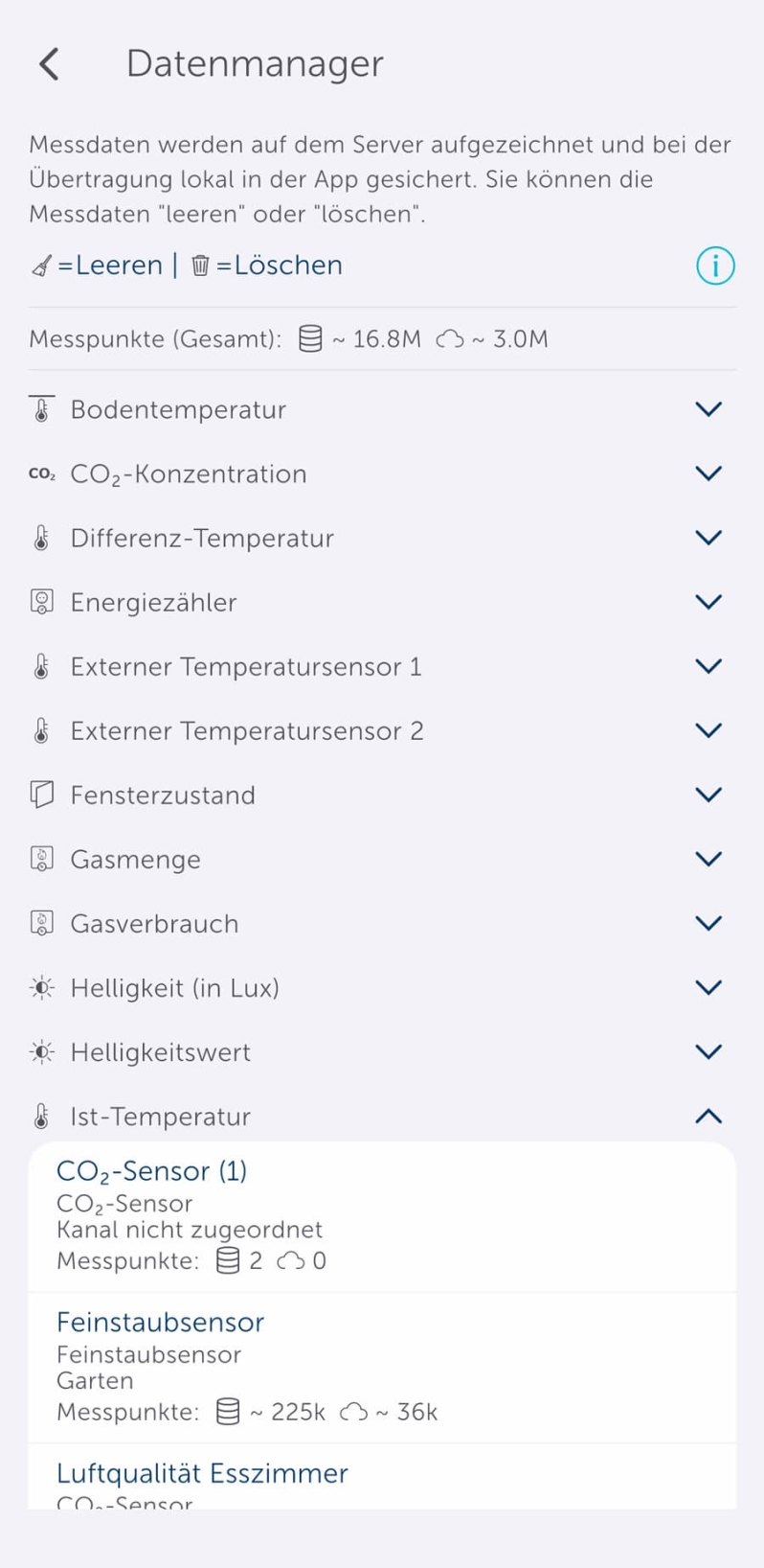 Homematic IP App Screen - Datenmanager