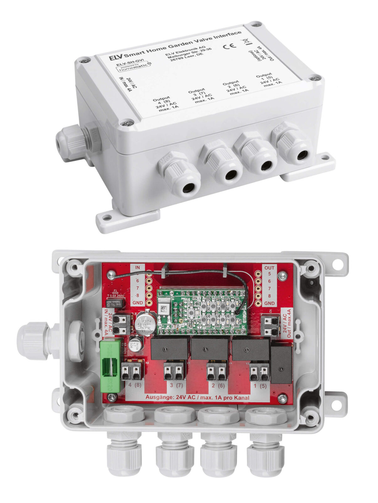 Bild 11: Passendes Gehäuse vom Typ Bopla ET215 (oben), Platine im Gehäuse eingebaut (unten)