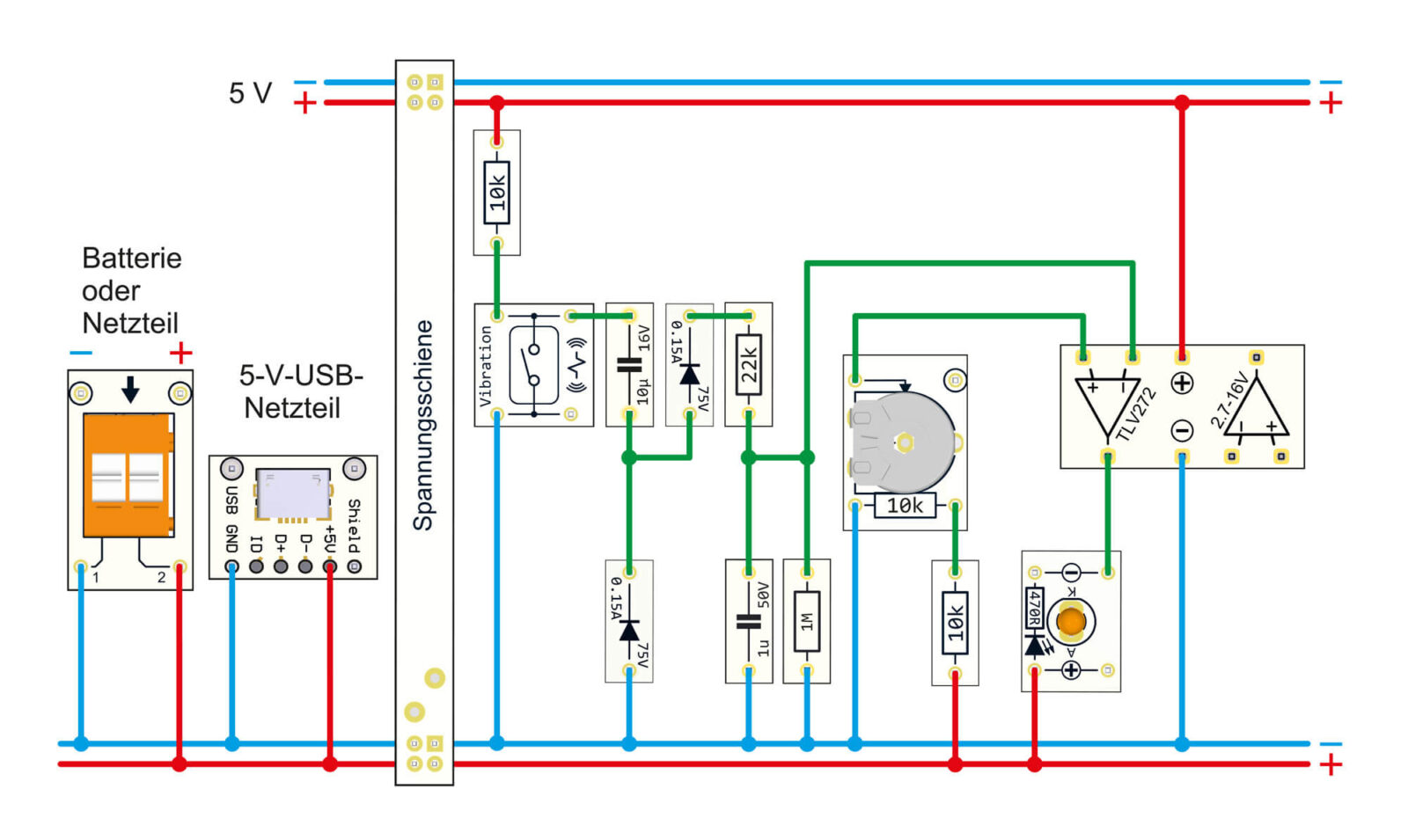 Bild 11: Verdrahtungsplan für den Aufbau auf dem EXSB-Mini