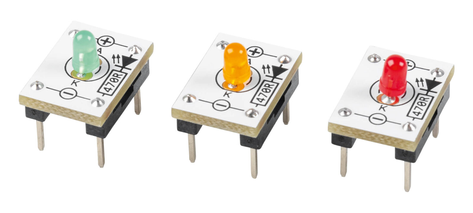 Bild 11: Klassische Einzel-LEDs in Grün, Orange und Rot