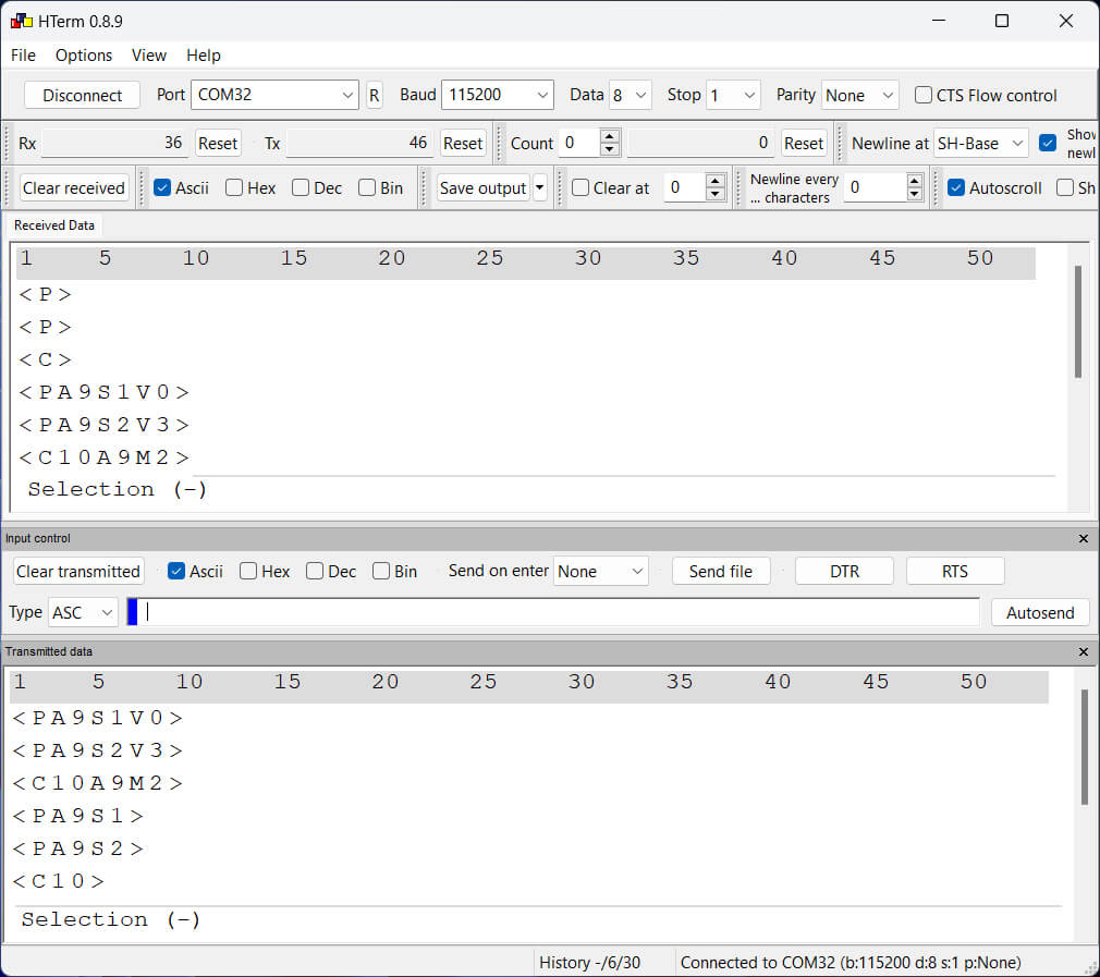 Bild 12: Ausschnitt HTerm mit Befehlserklärungen
