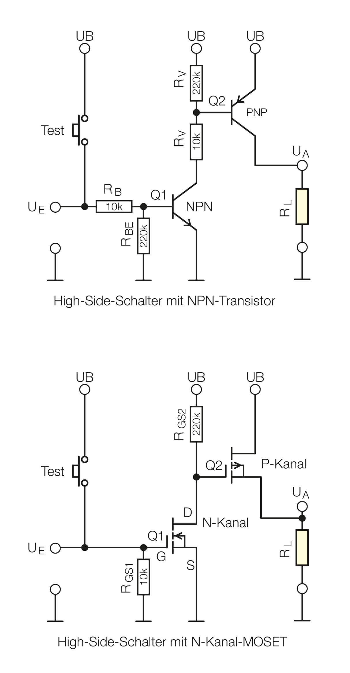 Bild 12: Grundschaltungen für High-Side-Schalter