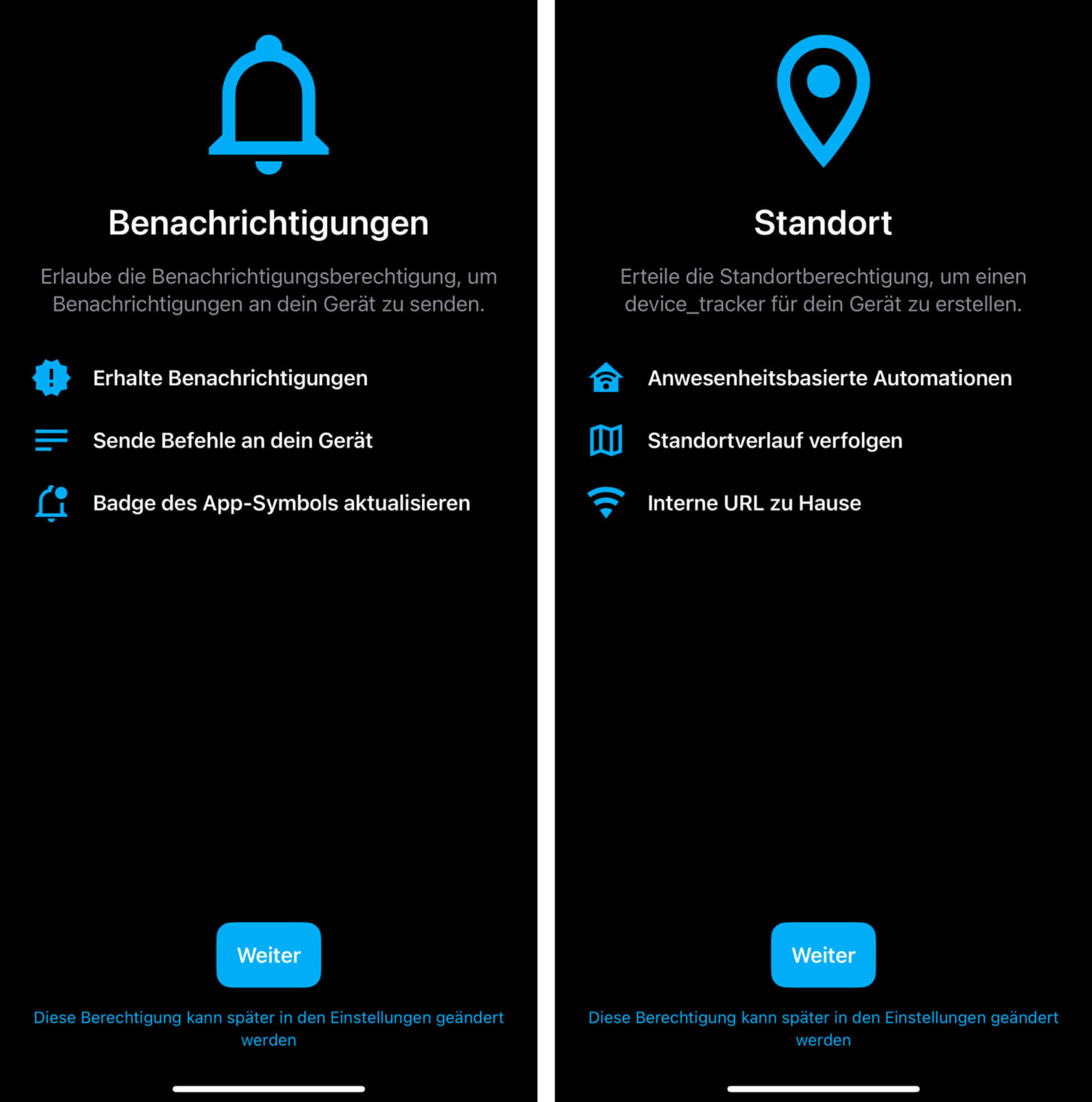 Bild 12: Wichtige Funktionen in der Home-Assistant-App aktivieren