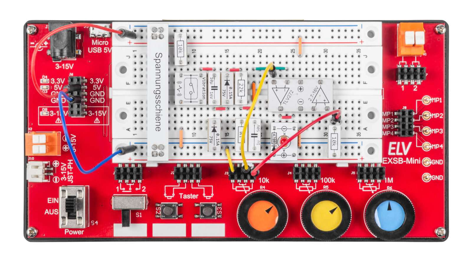Bild 12: Steckboardaufbau der Alarmanlage auf dem EXSB-Mini