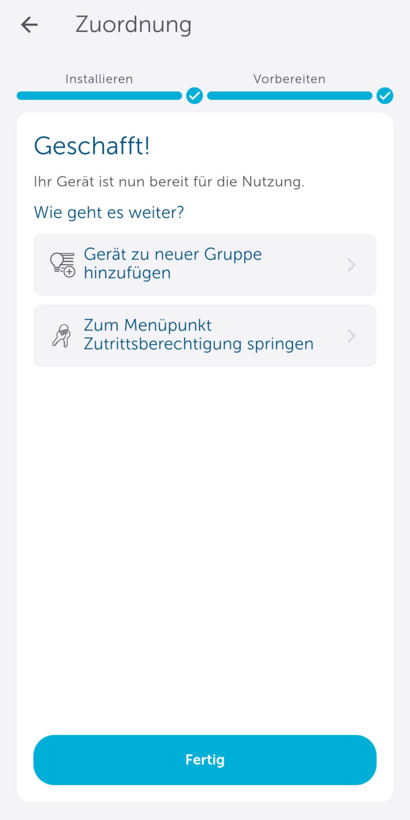 Bild 13: Das Anlernen ist abgeschlossen.